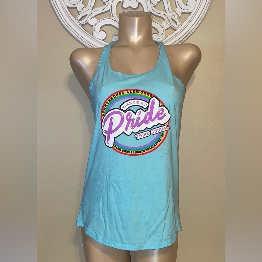 Next level women’s XL tank top shirt graphic racer back Blue Pride park circle